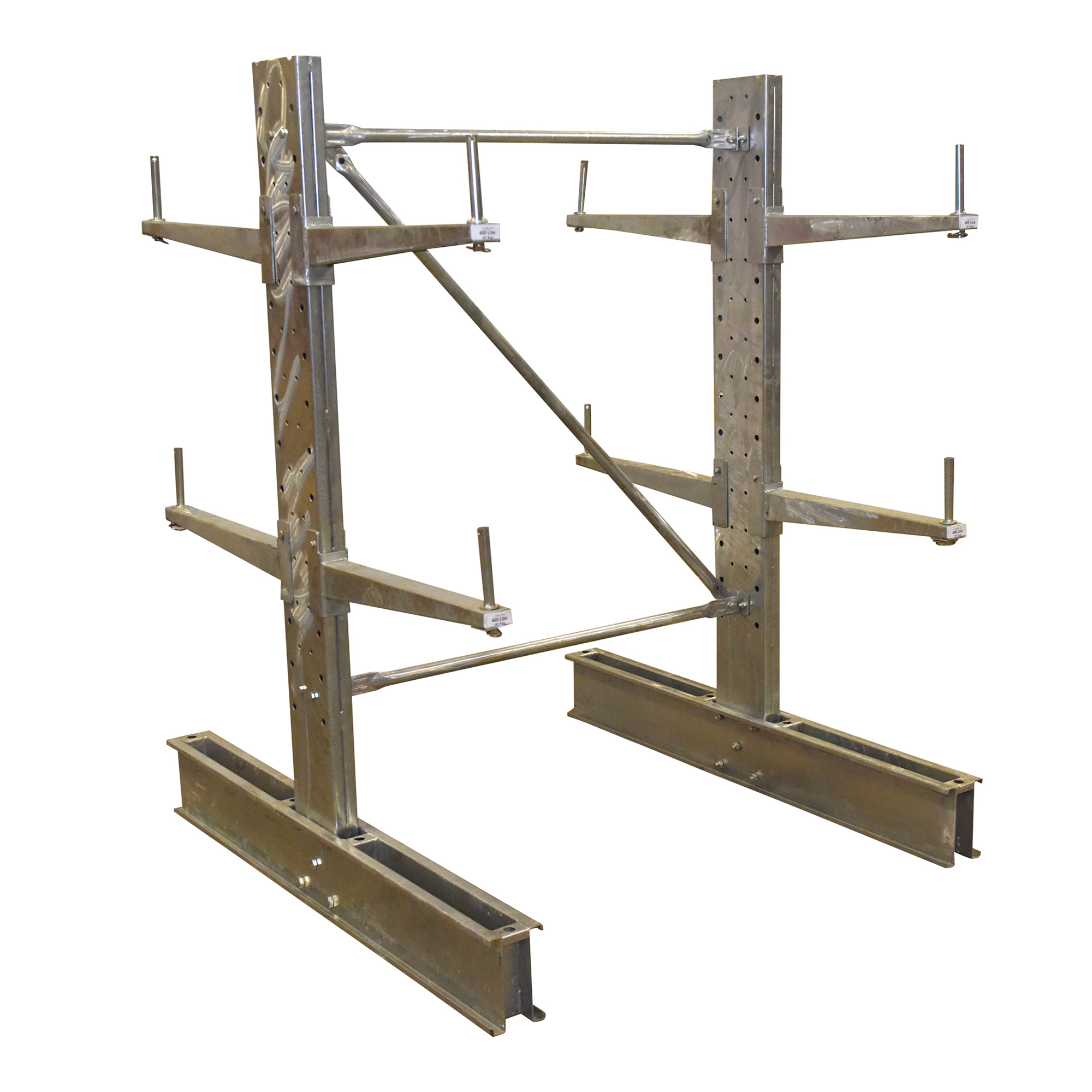 Vestil, Galvanized Steel Standard Cantilever Double Upright 6 Ft. Height 24 In. Arm Use Length Set 15,400 Lb. Capacity Gray, Model# SDU-C-6-24-G-SET